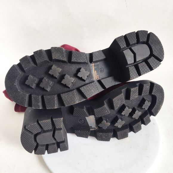 Wild Diva Thigh High Over The Knee Sock Boots Size 6.5 Faux Suede Burgundy Vegan - Picture 12 of 13